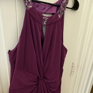 Purple Sleeveless Dress with Embellished Neckline